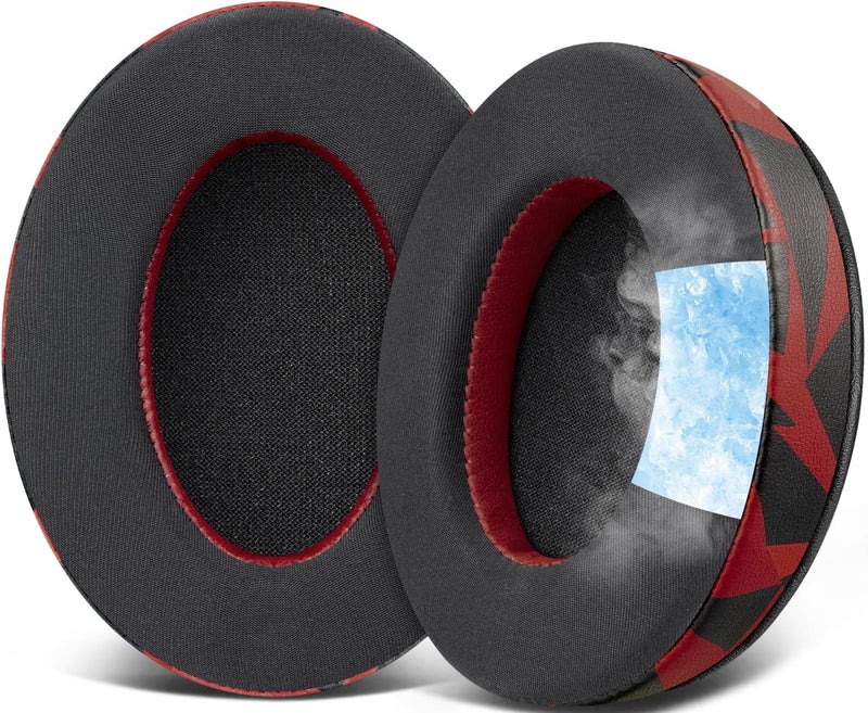 SoloWIT Cooling Gel Replacement Earpads Cushions for HyperX Cloud 1/2/3/Pro/Core, Cloud Alpha/Flight/Stinger Series, CloudX Stinger/Flight Series Headset - Red Storm - Image 1
